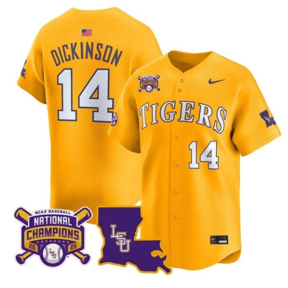 Mens Youths Kids Womens Daniel Dickinson LSU Tigers 2025 CH Stitched Jersey Yell